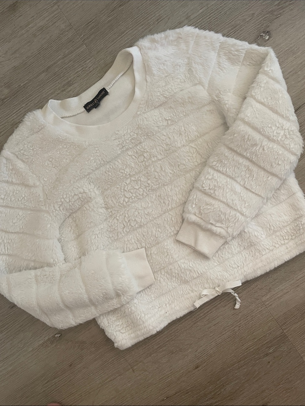 Almost Famous Plush Cream Crewneck Sweater